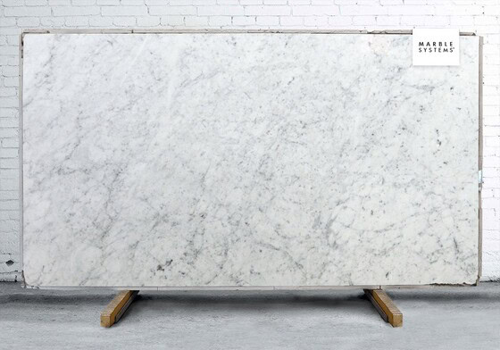 White Carrara Polished Marble Slab Random 1 1/4