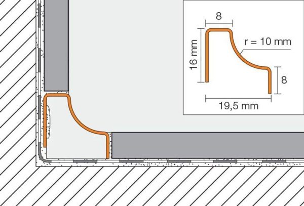 Schluter DILE-HKU Inside Corner 90-Way wit -7/16  (36 mm) Radius- Stainless Steel (V2) - Image 4