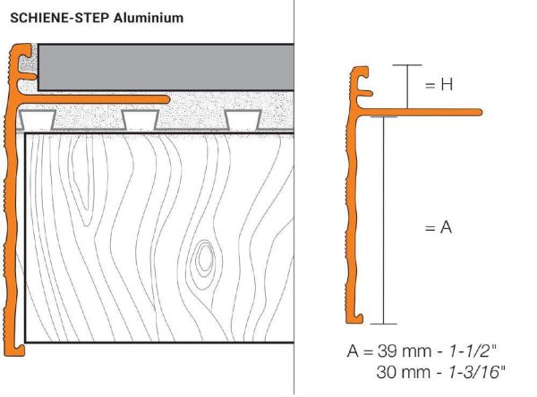 Schluter SCHIEN-STEP Countertop/Stairs Outside Corner 90 for Stairs- Brushed Stainless Steel (V2) 7/16  (11 mm) x8f -1/2 Inch wit -1/2 Inch Vertical Leg - Image 7