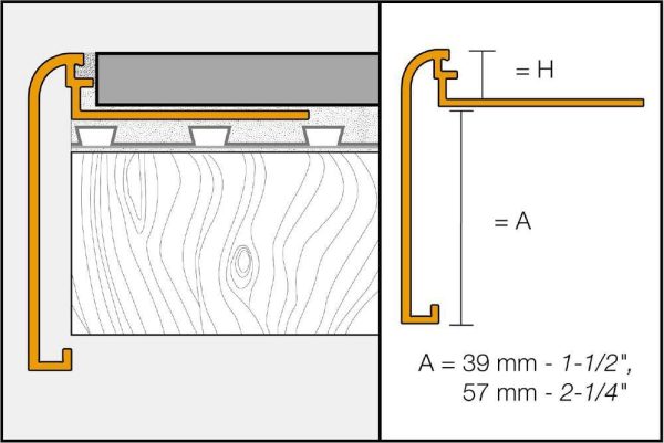 Schluter RONDE-STEP Inside Corner 90 with Vertical Le -1/ - Aluminum Anodized Matte Copper 5/16  (8 mm) - Image 4