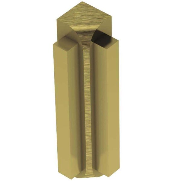 Schluter RONDE-STEP Inside Corner 90 with Vertical Le -1/ - Aluminum Anodized Brushed Brass 5/16  (8 mm)