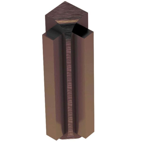 Schluter RONDE-STEP Inside Corner 90 with Vertical Le -1/2 Inch- Aluminum Anodized Brushed Antique Bronze 5/16  (8 mm)