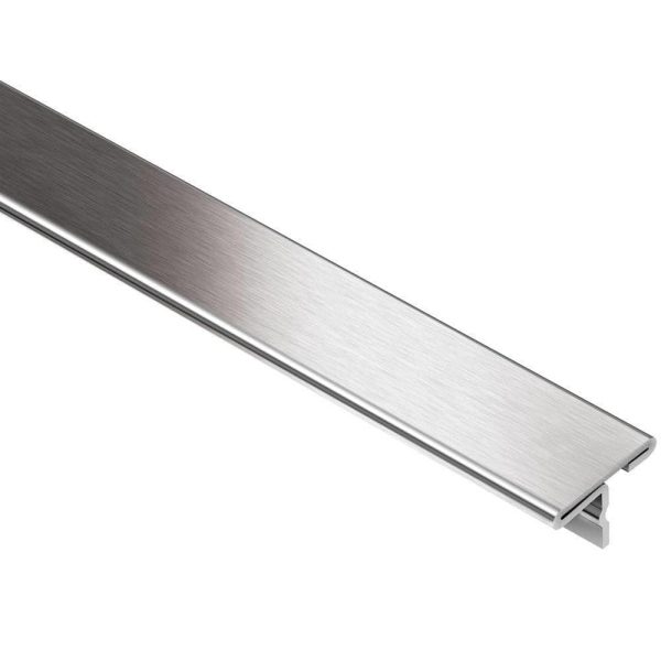 Schluter REN-T Brushed Stainless Steel 17/32 Inch (14 mm) x8f -1/2 Inch Meta -Shaped Tile Edging Trim