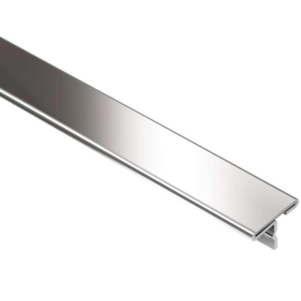 Schluter REN-T Stainless Steel 17/32 Inch (14 mm) x8f -1/2 Inch Meta -Shaped Tile Edging Trim