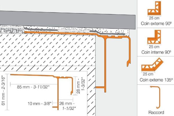 Schluter BAR-RAK Outside Corner 135 for Balcony Edging Profiles Aluminum Bright White - Image 3