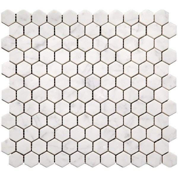 Carrara Hex 1X1 Polished - Mir Mosaic - KB-G02P