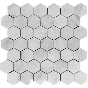 Carrara Hex 2X2 Polished - Mir Mosaic - KB-G03P