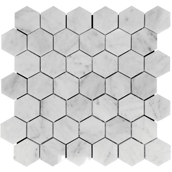 Carrara Hex 2X2 Polished - Mir Mosaic - KB-G03P