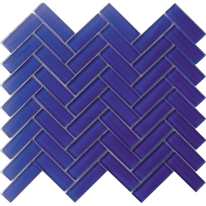 Cobalt Blue 1X3 Herringbone Gloss - Mir Mosaic - HB-012