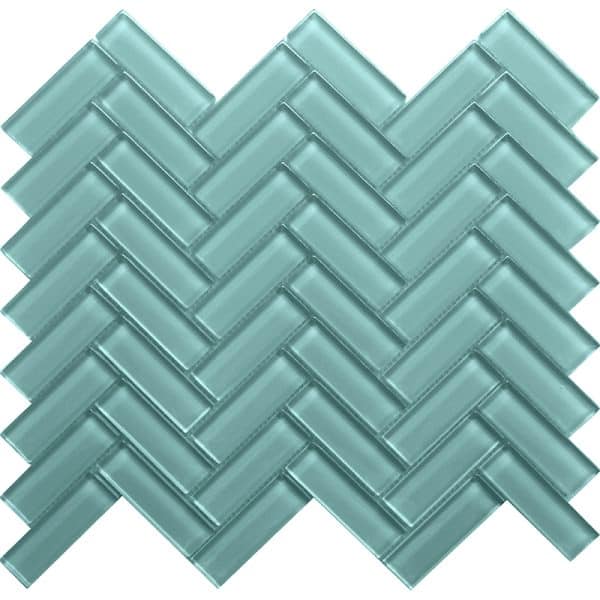 Aqua 1X3 Herringbone Gloss - Mir Mosaic - HB-041