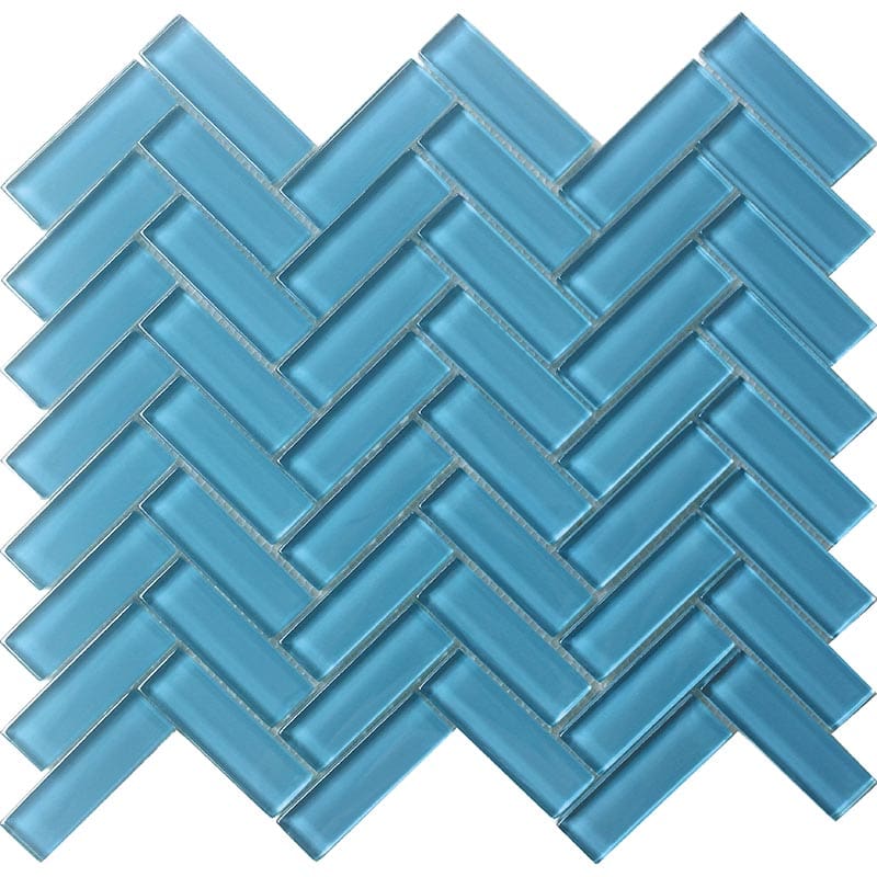 Turquoise 1X3 Herringbone Gloss - Mir Mosaic - HB-042