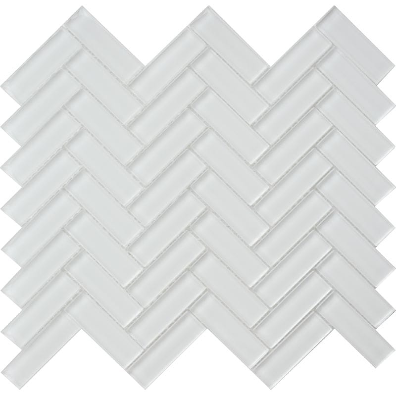 Mirage White 1X3 Herringbone Gloss - Mir Mosaic - HB-066