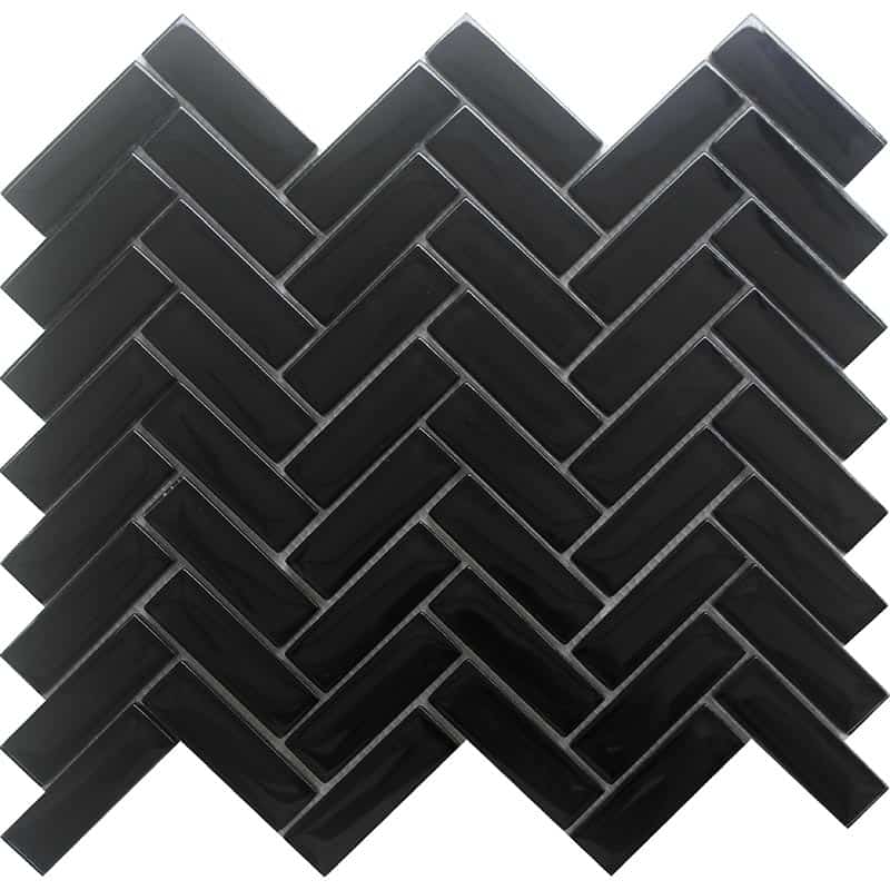 Shadow 1X3 Herringbone Gloss - Mir Mosaic - HB-091