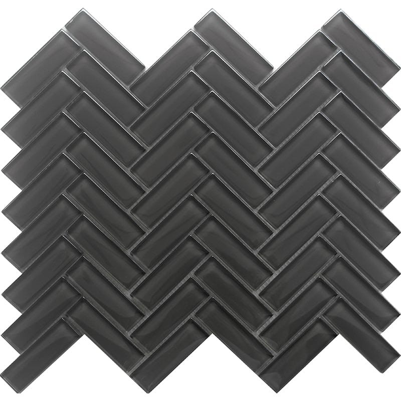 Pewter 1X3 Herringbone Gloss - Mir Mosaic - HB-098