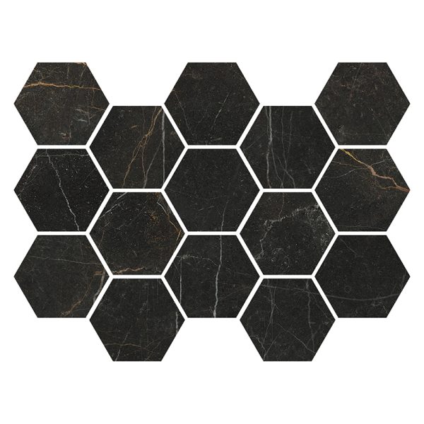 Imperial Gold Nero Hex - Mir Mosaic - IMP-GLD-NER-HEX