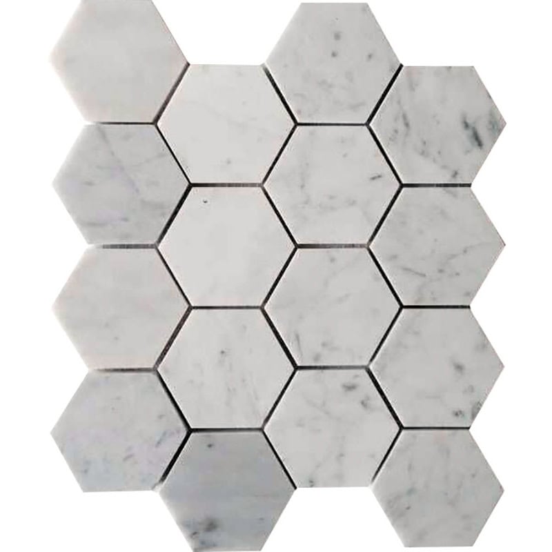 Carrara Hex 3X3 Polished - Mir Mosaic - KB-G06P