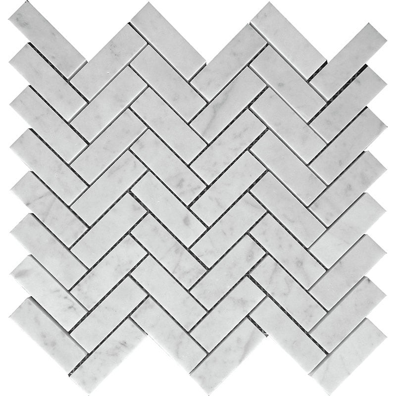 Carrara 1X3 Herringbone Honed - Mir Mosaic - KB-H05H