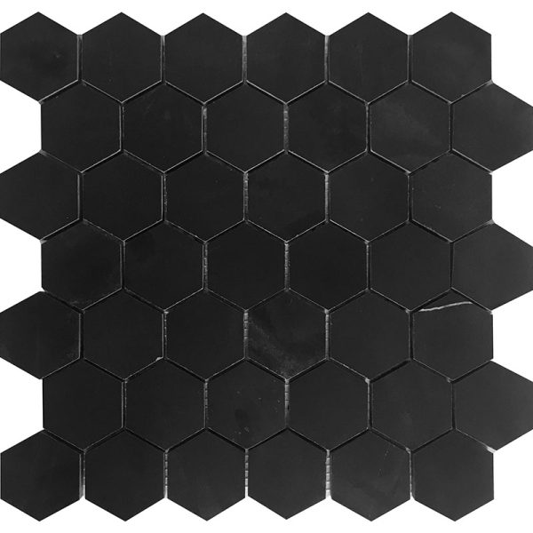 2" Nero Hex Honed - Mir Mosaic - TX-G15H