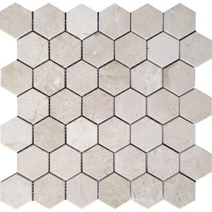 Crema 2X2 Hex Honed - Mir Mosaic - VL-G14H