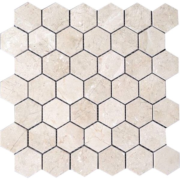 Crema 2X2 Hex Polished - Mir Mosaic - VL-G14P