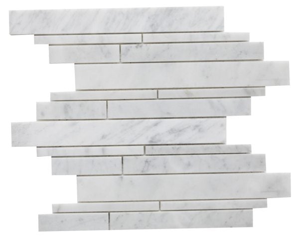 Carrara White Marble Random Strip Mosaic - Icontile - M3016121251