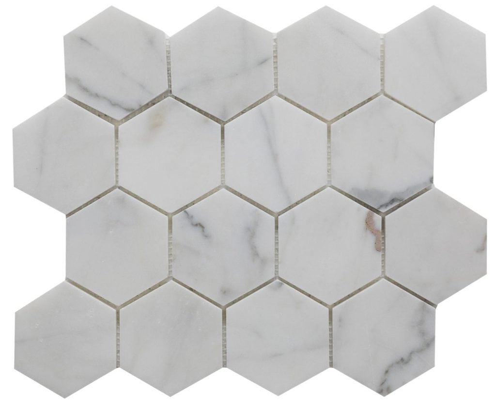 Calacatta Gold Marble 3″ Hexagon Mosaic - Icontile - M36H33135