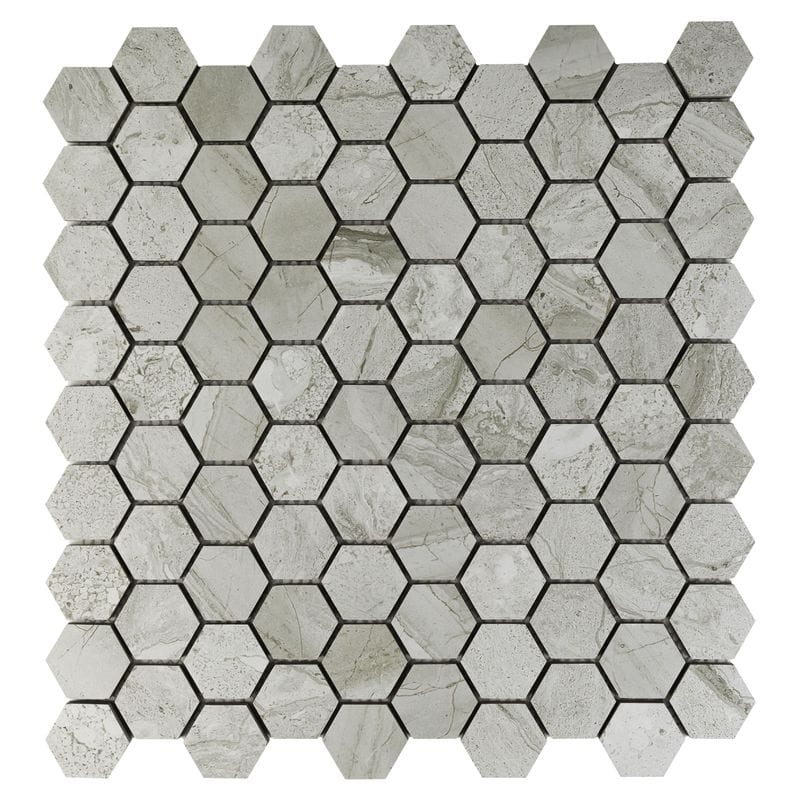 Ashen Silk Hexagon Mosaic Matte - Anthology Tile - ANTHMRASHMM