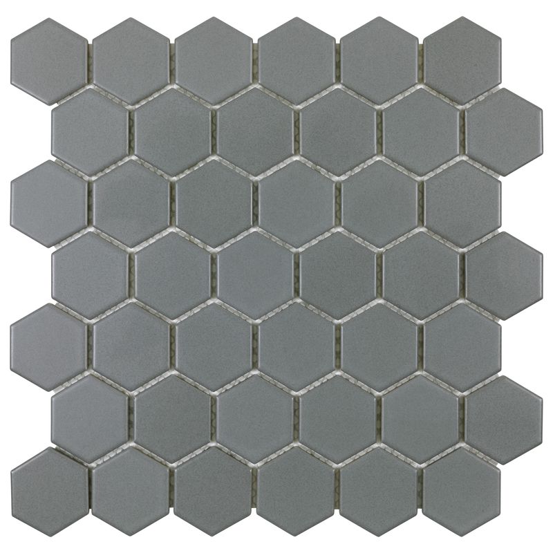 Grey Matte 2 Inch Hex Porc Mos - Anthology Tile - ANTHPOHEG