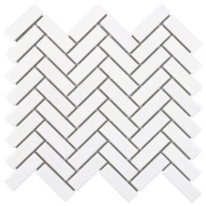 White Glossy 1×3 Herringbone Porc Mos - Anthology Tile - ANTHPOHERW