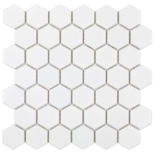 White Matte 2 Inch Hex Porc Mos - Anthology Tile - ANTHPOHEXW