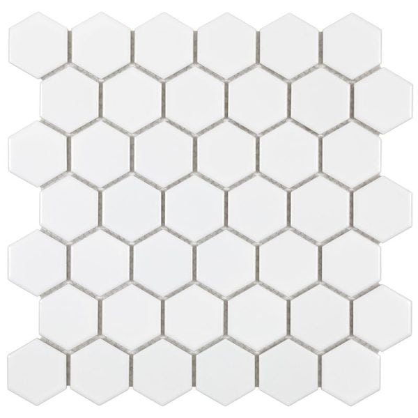 White Matte 2 Inch Hex Porc Mos - Anthology Tile - ANTHPOHEXW