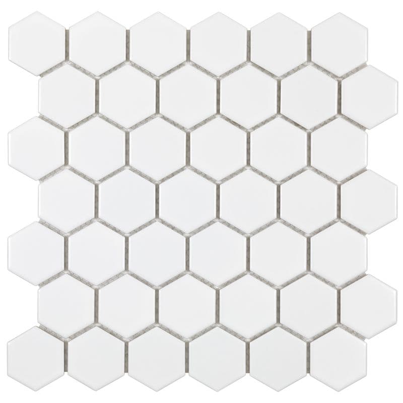 White Matte 2 Inch Hex Porc Mos - Anthology Tile - ANTHPOHEXW