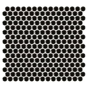 Black Glossy 3/4 Inch Penny Round Porc Mos - Anthology Tile - ANTHPOPRBG