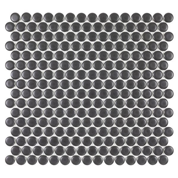 Black Matte 3/4 Inch Penny Round Porc Mos - Anthology Tile - ANTHPOPRBM