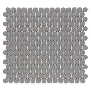 Grey Glossy 3/4 Inch Penny Round Porc Mos - Anthology Tile - ANTHPOPRGG