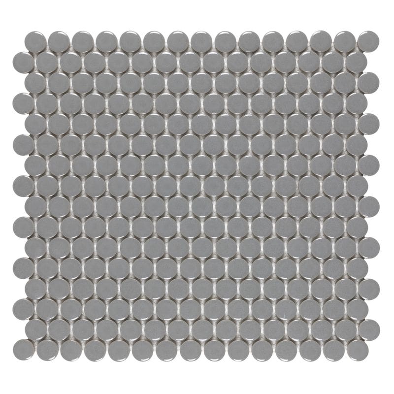 Grey Glossy 3/4 Inch Penny Round Porc Mos - Anthology Tile - ANTHPOPRGG