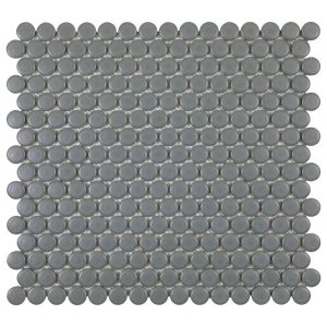 Grey Matte 3/4 Inch Penny Round Porc Mos - Anthology Tile - ANTHPOPRGM