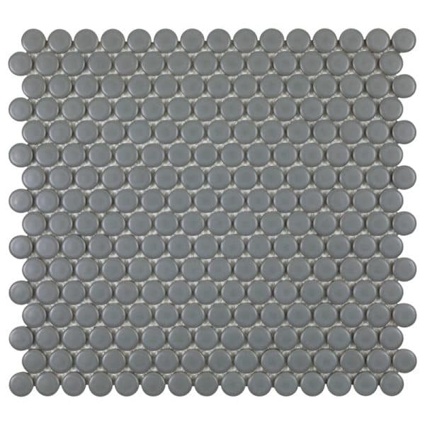 Grey Matte 3/4 Inch Penny Round Porc Mos - Anthology Tile - ANTHPOPRGM