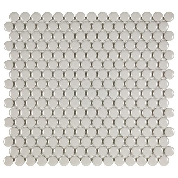 Taupe Glossy 3/4 Inch Penny Round Porc Mos - Anthology Tile - ANTHPOPRTG