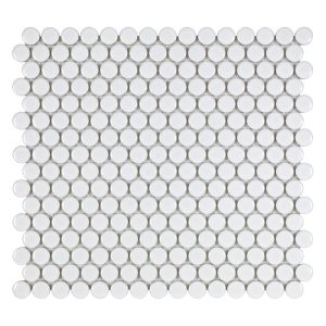 White Glossy 3/4 Inch Penny Round Porc Mos - Anthology Tile - ANTHPOPRWG