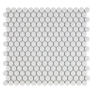 White Matte 3/4 Inch Penny Round Porc Mos - Anthology Tile - ANTHPOPRWM