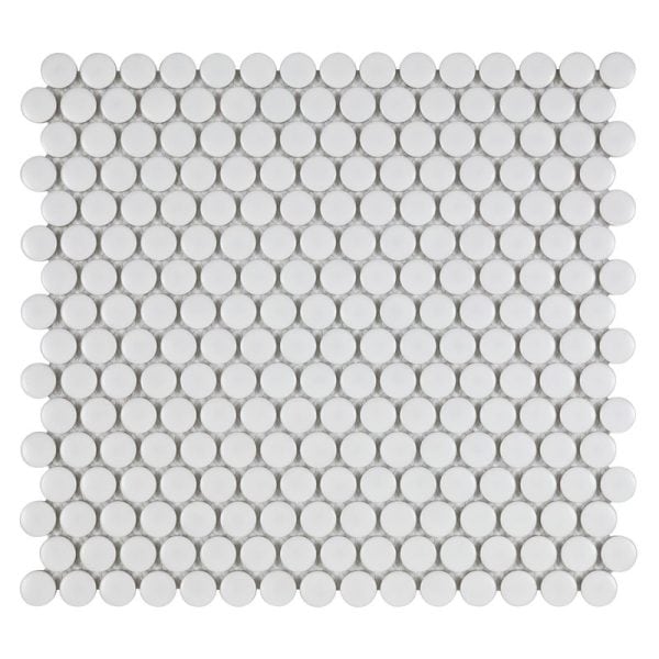 White Matte 3/4 Inch Penny Round Porc Mos - Anthology Tile - ANTHPOPRWM