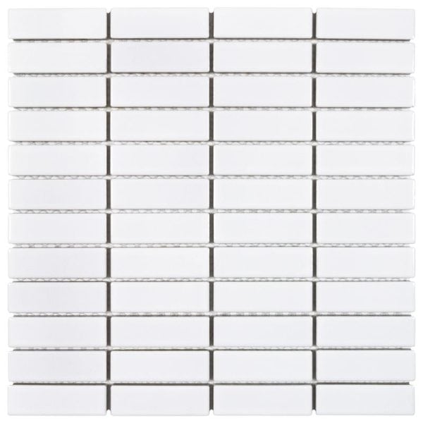 White Glossy 1×3 Straight Stack Porc Mos - Anthology Tile - ANTHPOSSW