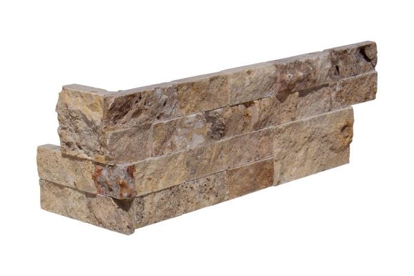 Autumn Leaves Travertine 6X18 Splitface Ledger Panel Corner #LPC25618SF - Icontile - LPC25618SF