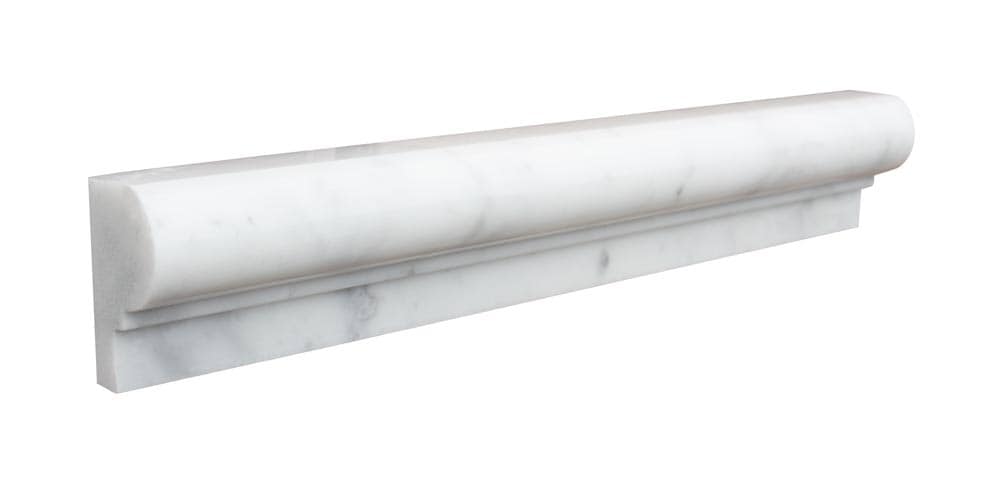 Carrara White Marble Single-Step Chair Rail - Icontile - L30SCHAIR135