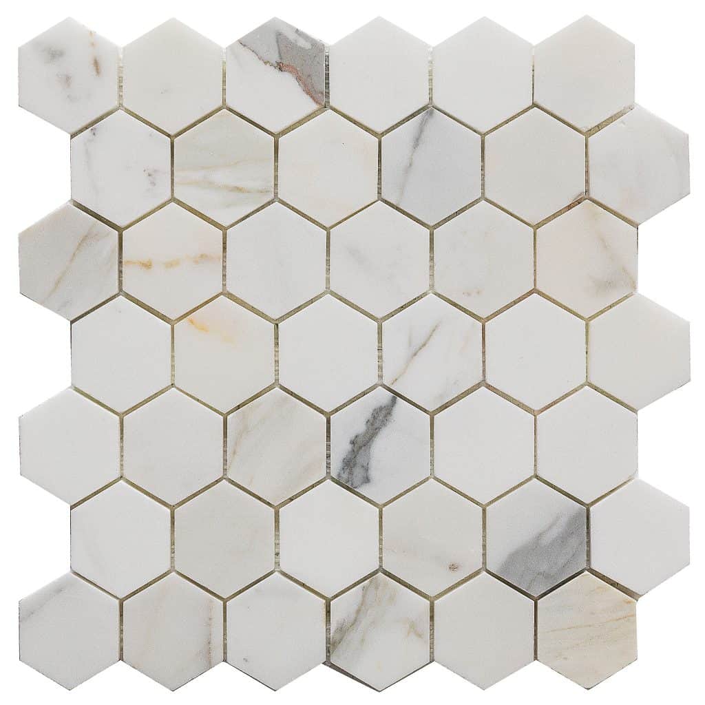 Calacatta Gold Marble 2″ Hexagon Mosaic - Icontile - M36H22125