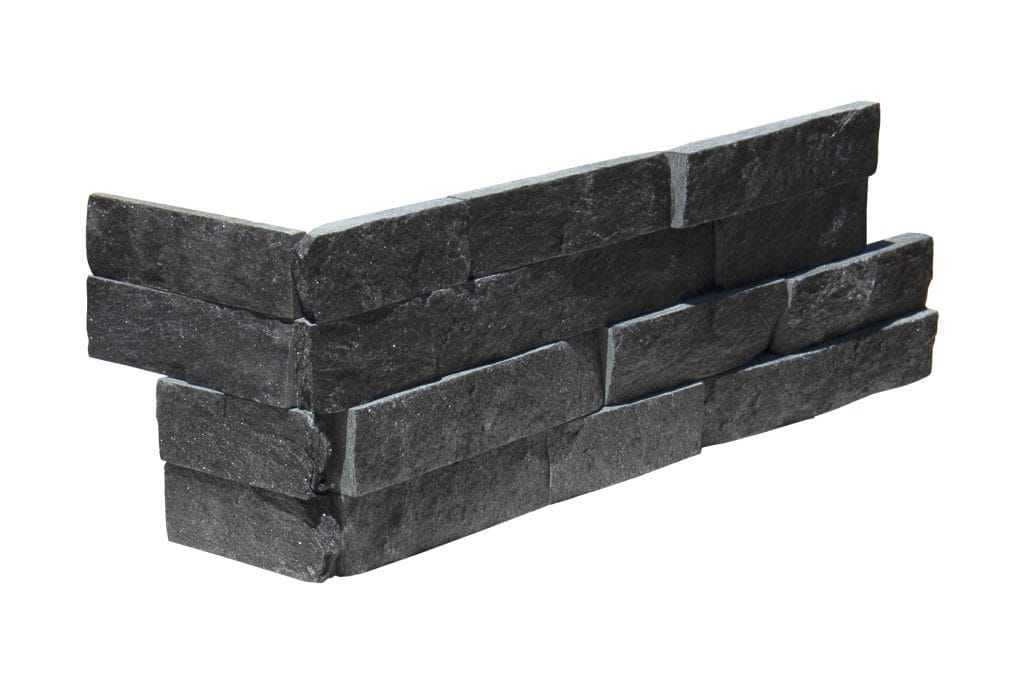 Kings Black Quartz 6X18 Splitface Ledger Panel Corner #LPC55618SF - Icontile - LPC55618SF