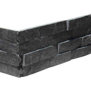 Kings Black Quartz 6X18 Splitface Ledger Panel Corner #LPC55618SF - Icontile - LPC55618SF