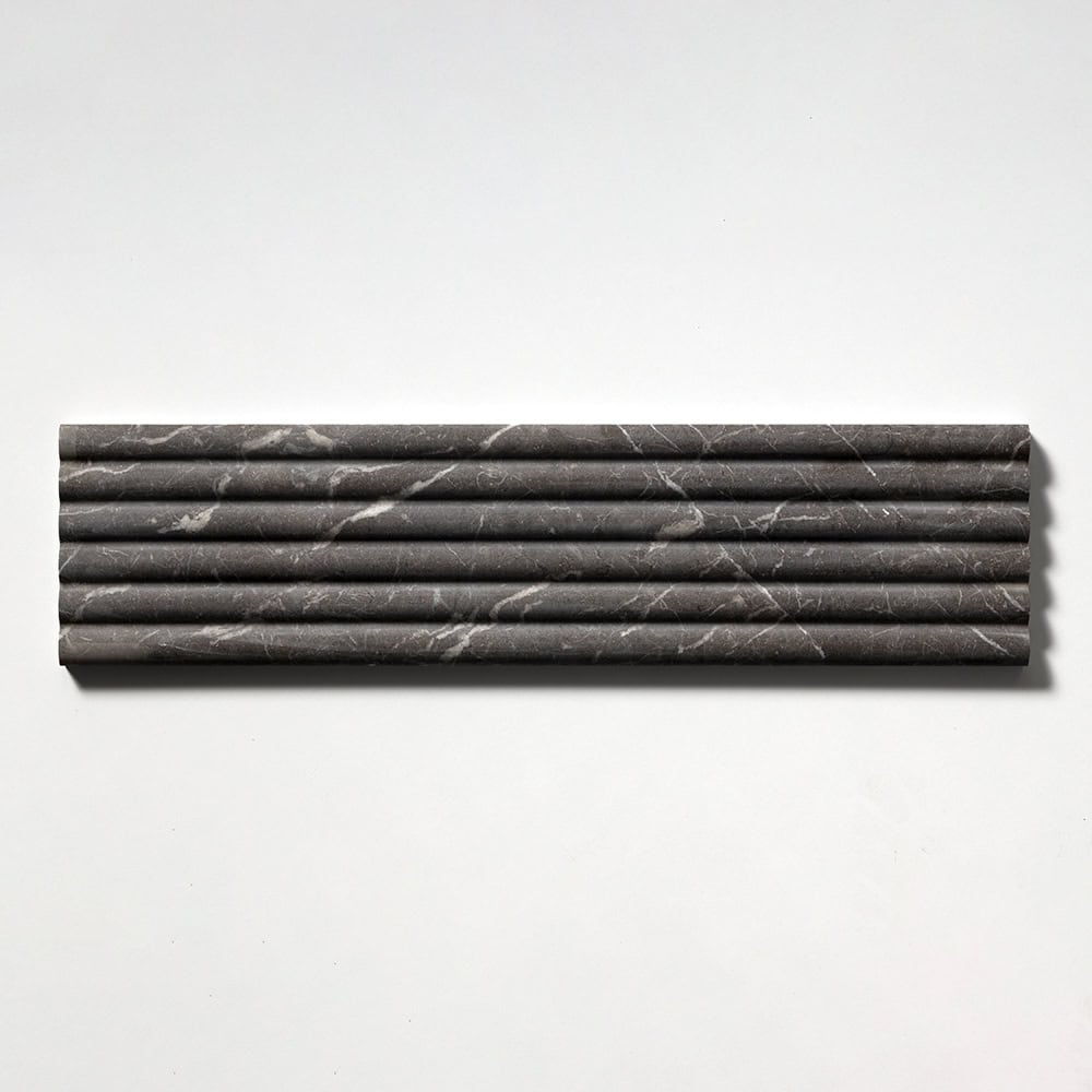 Marble Systems - Iris Black Honed Flute Trim Marble Tile 6x24 - ML00982