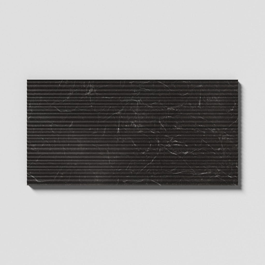 Marble Systems - Iris Black Honed Thin Fluted Marble Tile 18x36 - ML01042